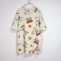 トイストーリー【L】手書き風イラスト総柄Tシャツ 半袖 落書き風 アート