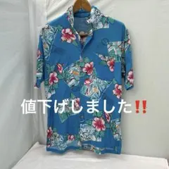 ［美品］オオム➕ハイビスカス柄 アロハシャツ　Sサイズ
