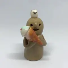 シマエナガ　アイス　埴輪　ハニワ　ハンドメイド　夏　フィギュア　オブジェ