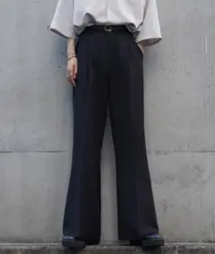 【cussil/クシル】TRストレッチルーズシルエットハイウエストフレアパンツ