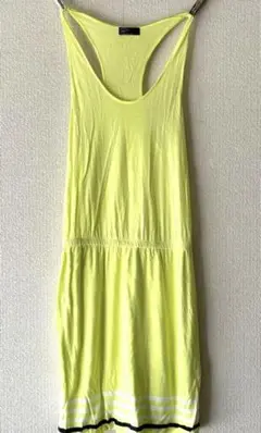 ネオンイエロー ノースリーブミニワンピース