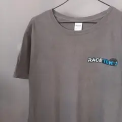 GILDAN ギルダン US 古着 Tシャツ L グレー 企業ロゴ レーステック