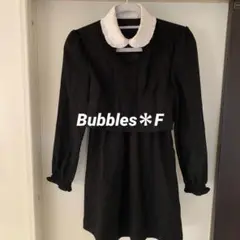 Bubbles*ミニ丈ワンピース*ひざ丈*2ピース風*黒*フリル*F