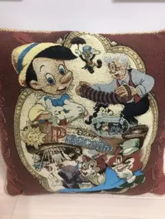 Disney ピノキオ刺繍クッション ヴィンテージ風