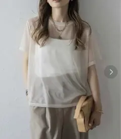 hunchシアーTシャツ⭐︎ラメベージュ