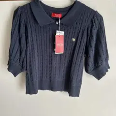dazzlin POLO ネイビー 半袖 ケーブルニット