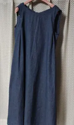 ダークブルー ノースリーブ ロングワンピース