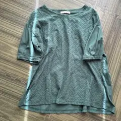 美品★le colis ダークグリーン 五分袖 Tシャツ