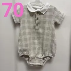 9/2まで100円オフ 70-7 ロンパース チェック