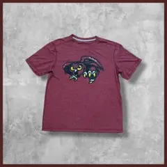 US古着 Temple Owls ロゴプリント Tシャツ 半袖 えんじ Mサイズ