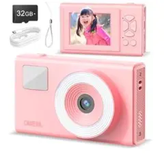 デジタルカメラ コンパクトカメラ 4K キッズカメラ 4400万画素 ピンク
