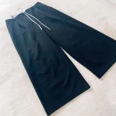 【ZARA】ザラ　WIDE-LEG ダブルウエストバンドパンツ　ブラック　L
