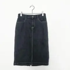 ネイビー デニムスカート タイトスカート S 濃紺 ストレッチ ウエストゴム