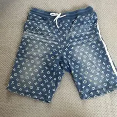 ベイクレスト ロゴ　デニム　ショートパンツ 薄青　Lサイズ