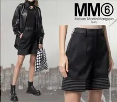 【未使用/タグ付き】【MM6】ストライプ ハーフパンツ 定価63,800円 MM6 メゾン マルジェラ フェイクレザー ショーツ ハーフ