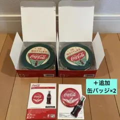 タイトーくじ⭐️コカ・コーラ E賞:レトロ缶ケース、F賞:缶バッジ　5点セット
