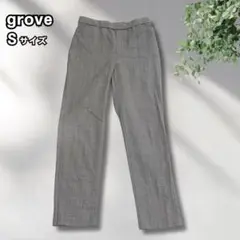 グローブ チェック柄スラックス ストレート オフィスカジュアル ウエストゴム