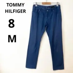 トミーヒルフィガー メンズ M コットン ストレッチ ストレートパンツ ブルー