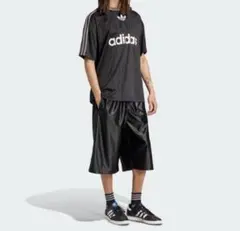 【超美品】adidasコーティングジャージオーバーサイズショーツ　黒　XLサイズ
