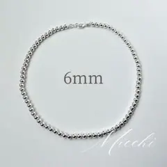 【6mm／46cm】シルバーボールネックレス　ナバホパール調　S925 流行