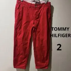 【美品】トミーヒルフィガー　赤　ストレートパンツ 2 Mサイズ