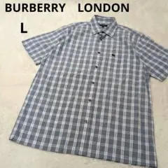 BURBERRY　LONDON　チェック　半袖シャツ　メンズ　ホースロゴ　美品