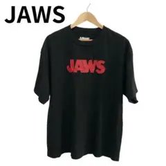 JAWS　映画Tシャツ　シンプル　ブラック　デカロゴ　サメ　アニマル　半袖　M
