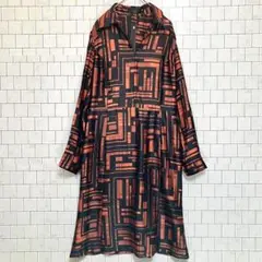 ジェイアンドアール幾何学模様 シャツワンピース サイズM 派手　個性的人気カラー