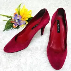 《美品♡》ダイアナ 24 パンプス スエード レッド