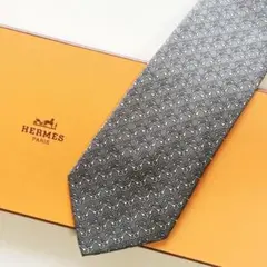 美品 エルメス HERMES ネクタイ シルク100% フランス製 チェーン柄