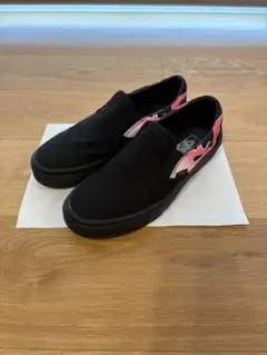 VANS ブラック/ピンク フレイム スリッポン26cm