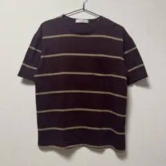 EDIFICE バーガンディ ストライプ ボーダー Tシャツ Sサイズ