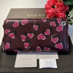 未使用に近い‼️ グッチ GUCCI 財布 長財布 ハート ラウンドファスナー