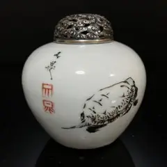 Aooa⭐︎ニャン　金工 純銀火屋・ 純銀刻印・純銀四君子 透火舎 重84g Aooa⭐︎ニャン様専用 金工 純銀火屋・ 純銀刻印・純銀四君子 透