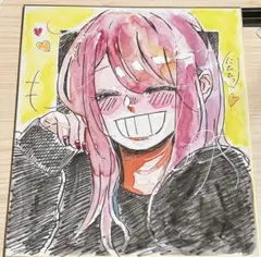 【イラスト】 5.手描きイラスト 色紙　女の子
