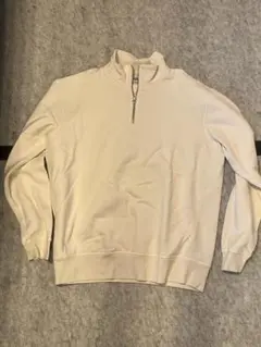 ZARA ホワイト ジップアップ トレーナー Lサイズ