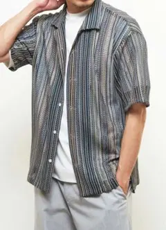 MEN'S MELROSE テクスチャーメッシュ半袖オープンカラーシャツ
