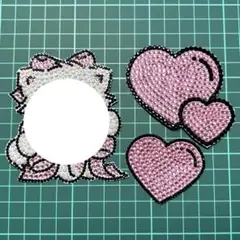 【即購入可能⭕️】うちわデコ ストーンデコ パーツ 3点セット ネコ 猫 ピンク②