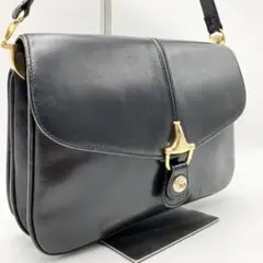 OLD GUCCI ワンショルダーバッグ ホースビット オールレザー ブラック