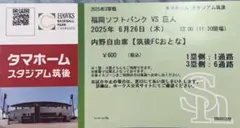 ホークス3軍戦 福岡ソフトバンク対巨人 使用済みチケット