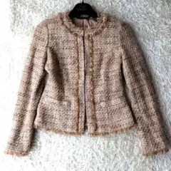 《美品》ANAYI アナイ ツイード フリンジ ノーカラージャケット