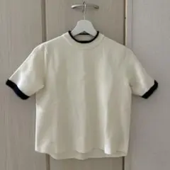ZARA 半袖ニット アイボリー/ブラック S