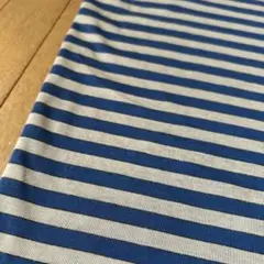 薄手 ベージュ×ブルー ボーダー柄 ラメ入り ハギレ 160×85〜108