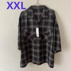 新品 GU オンブレチェックシャツ オープンカラーシャツ XXL 大きいサイズ