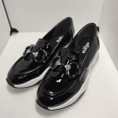 +diana カジュアルビットローファー　厚底 エナメル ブラック