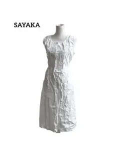 ★ SAYAKA コットン100% フリル　ピンタック　ノースリーブ　ワンピース