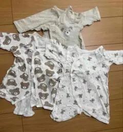 クマ柄長袖コンビ肌着セット