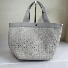 美品★ベーシックトラディショナル レース トートバッグ グレー A4 ママバッグ