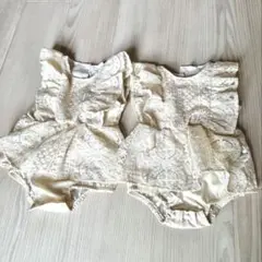 アイボリー レース フリルロンパース 2着セット