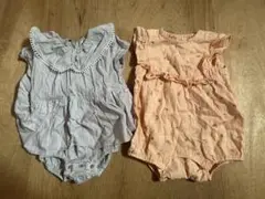 コットン製フリルロンパース2点セット
